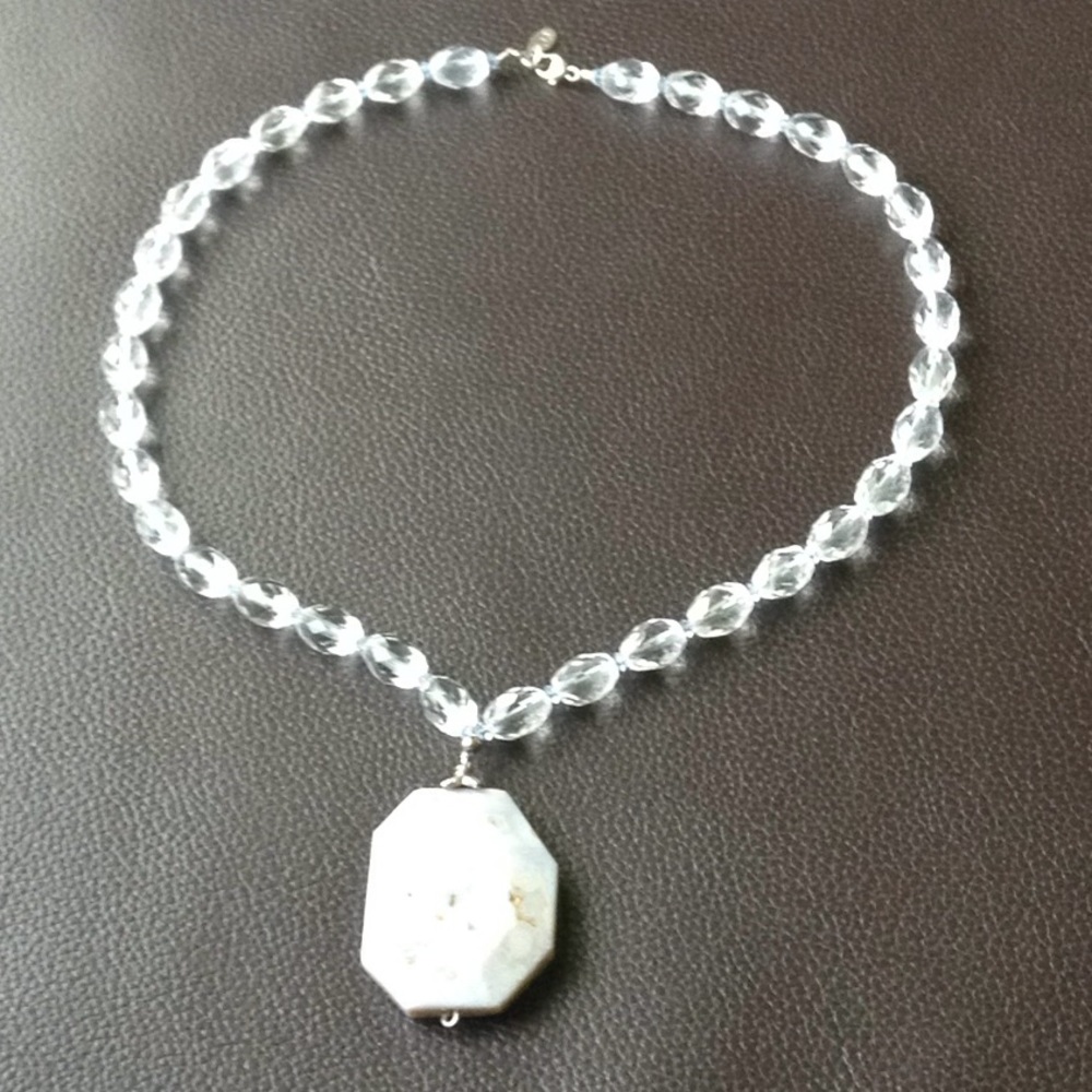 Signed ALI crystal beaded necklace & pendant